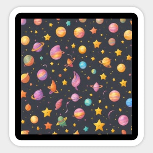 kids planets and starts pattern design Sticker